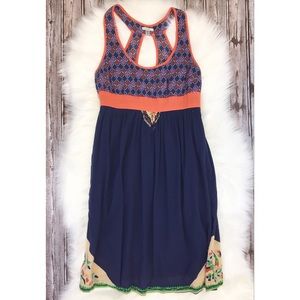 Ecoté Geometric Racerback Boho Style Dress | Small